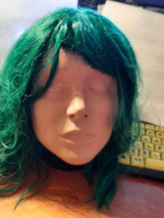NEW ! Women Long 16 Inch Wig Curly Green main image 5